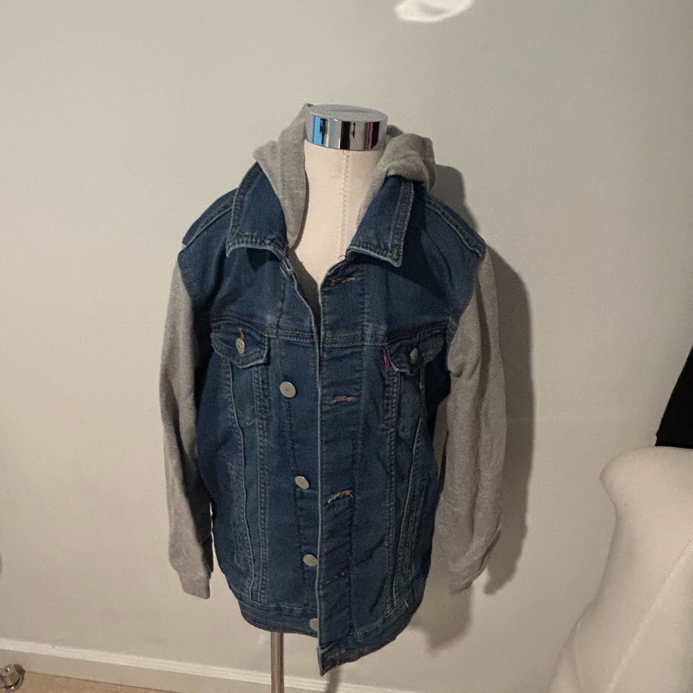 Levi's Denim Jacket with Gray Hoodie Sleeves